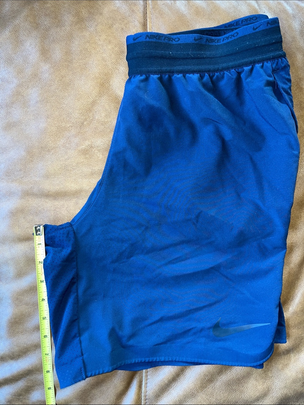 Nike Men's Royal Blue Athletic Shorts with Black Waistband
